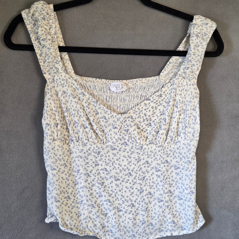 Coquette Smocked Floral Top Women Small Cottagecore Fairy Romantic Milkmaid